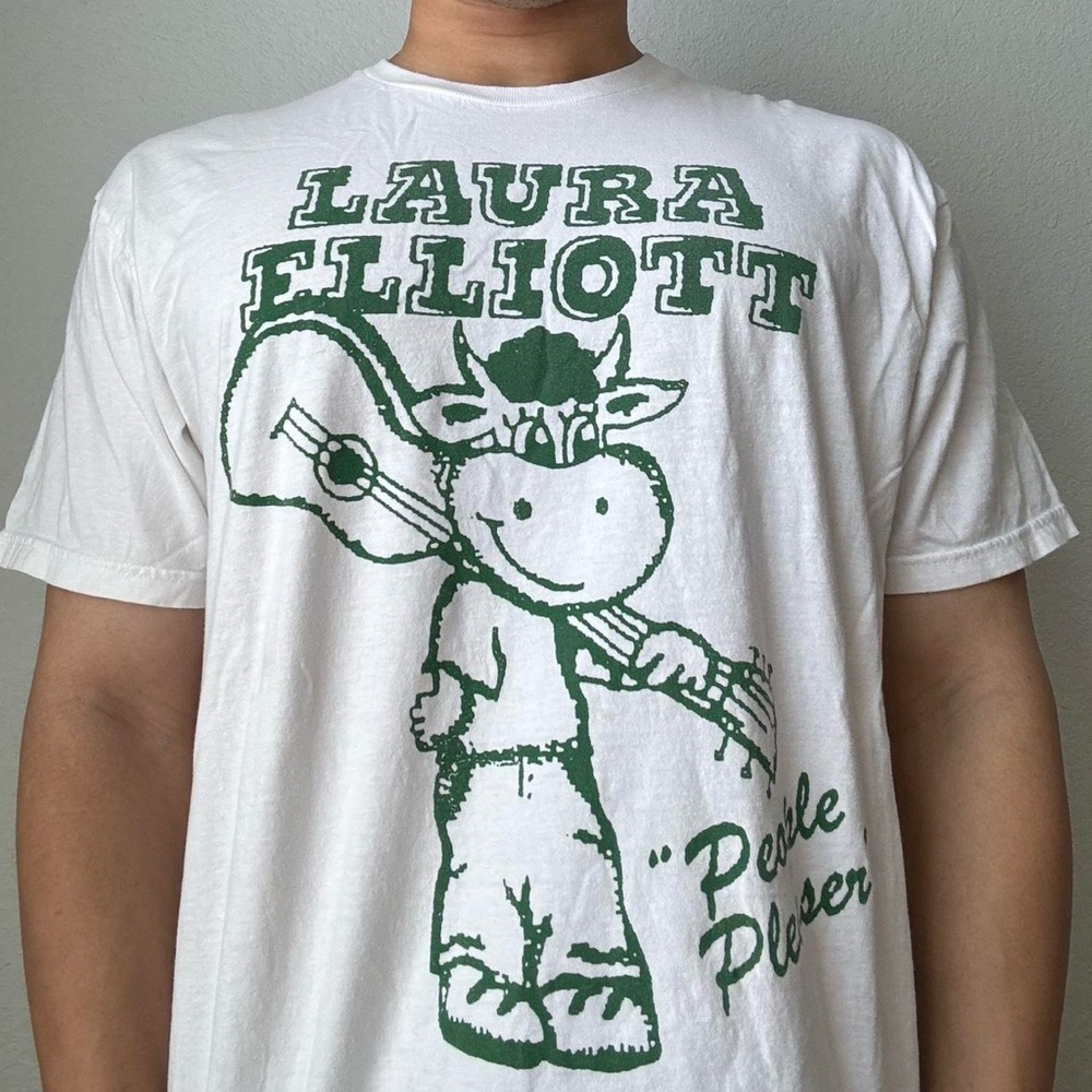 Laura Elliott "People Person" Band White and Green Graphic T-Shirt